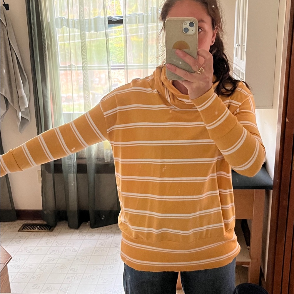 Garnet Hill Yellow and White Striped Sweater - Picture 6 of 6